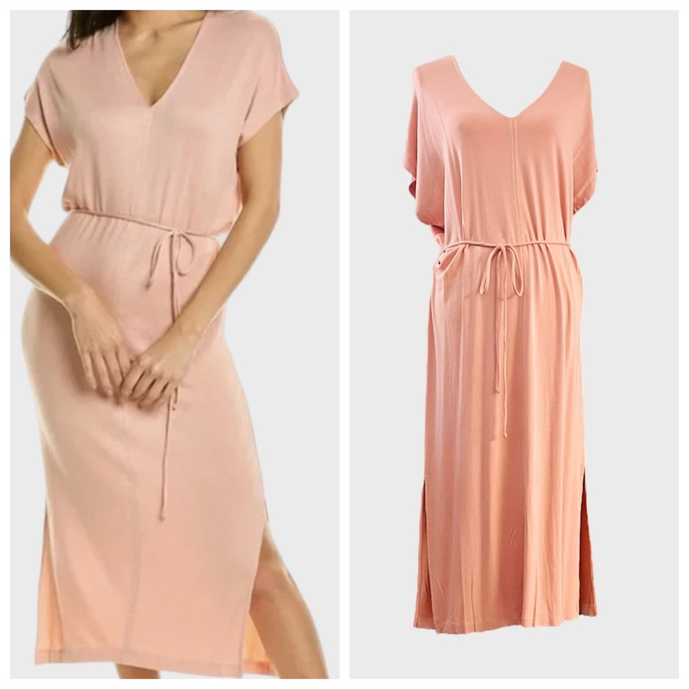 NWT VINCE Double V-Neck Popover Dress Peach Size Large